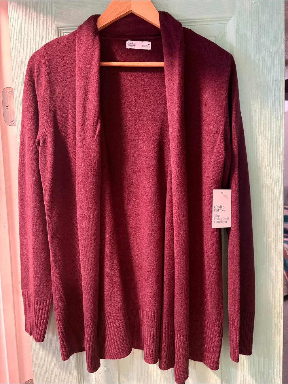 croft & barrow Wine Open-Front Draped Cardigan